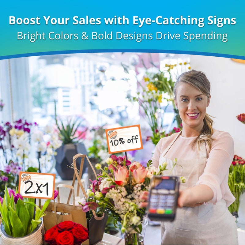 Retail Genius 5x7 in-Store Signage, 60 Pack. Thick, Durable and Easy to Write On Signs for Business, Fundraiser, Store & Flea Market - Image 5